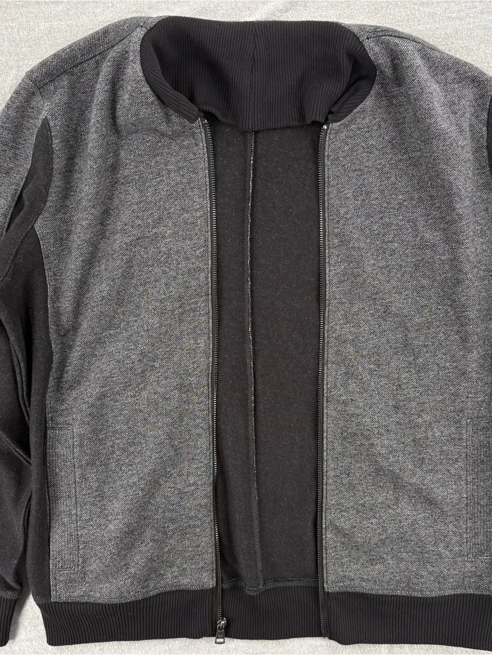 Calvin Klein Gray and Black Bomber-Style Full-Zip Jacket